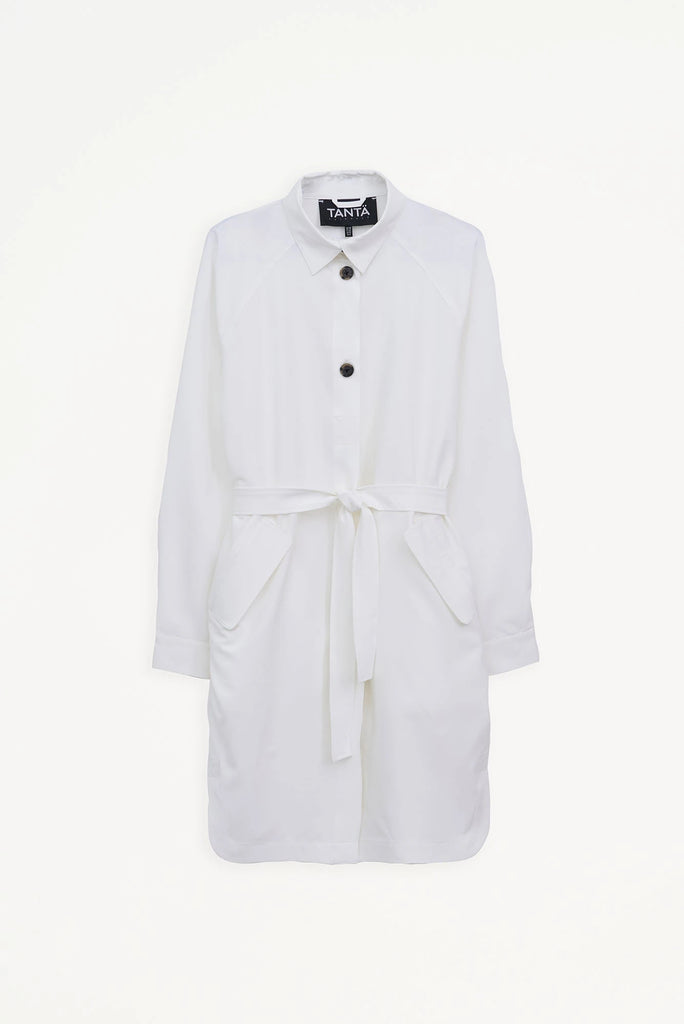 Sobrecamisa de Mujer larga confeccionada en tejido 4-ways stretch secado rápido. Tantä. Color Blanco