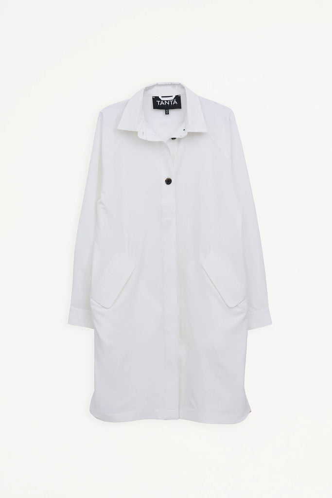 Sobrecamisa de Mujer larga confeccionada en tejido 4-ways stretch secado rápido. Tantä. Color Blanco