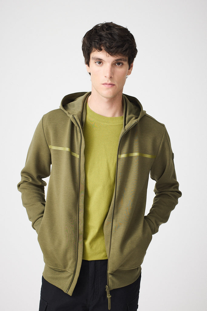 Sudadera de corte holgado con cremallera hombre verde