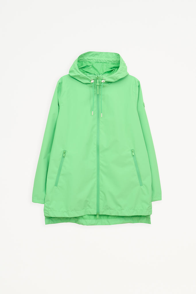  Chaqueta impermeable de Mujer en poliéster reciclado. Tantä. Color verde eléctrico 