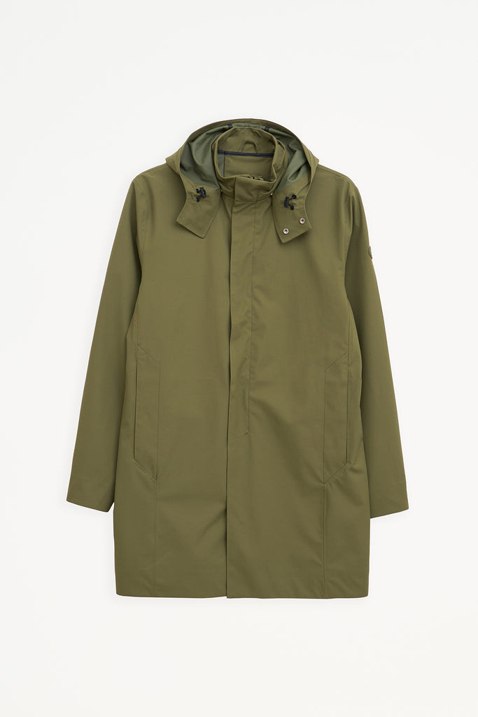 Trench o gabardina sin costuras Tantä de hombre verde.