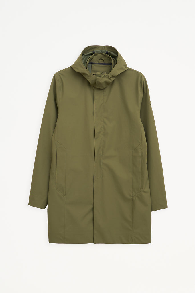 Trench o gabardina sin costuras Tantä de hombre verde.